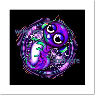 Waterbear don't care neon purple Posters and Art